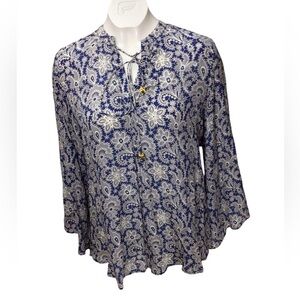 APNY Modern Floral Boho Long Sleeve Woman’s Top size small EUC